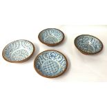 Set of four 'Kitchen Qing' domestic earthen ware blue and white bowls, 27.5cm diameter.
