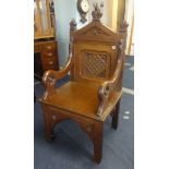 French solid oak ecclesiastical chair