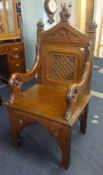 French solid oak ecclesiastical chair