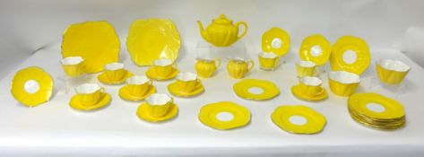 Two extensive Shelley part tea sets in yellow, 30 pieces.