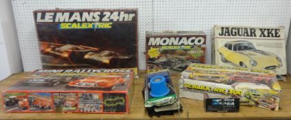 Various Scalextric sets including 'Monaco' and a 'Jaguar' model car kit