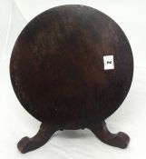 A miniature mahogany walnut tip up top tripod table of apprentice style, height 20cm.