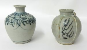 Two similar blue and white porcelain Chinese miniature jars, tallest 9cm.