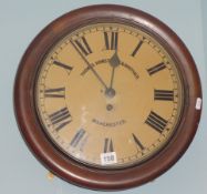 A Victorian dial wall clock inscribed Thomas Armstrong and Brother, Manchester with fusee