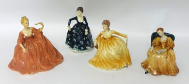 Three Coalport Lady figurines and a Royal Doulton figure (4)