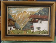 A Swiss painting oil on board, unsigned (brought back during WWII), 16cm x 23cm.