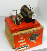 A Mamod twin cylinder steam engine with box.