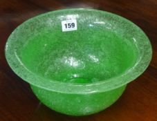 A large green sugar glass bowl, 26cm tall