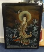 A replica Chinese reverse glass painting, 54cm x 38cm