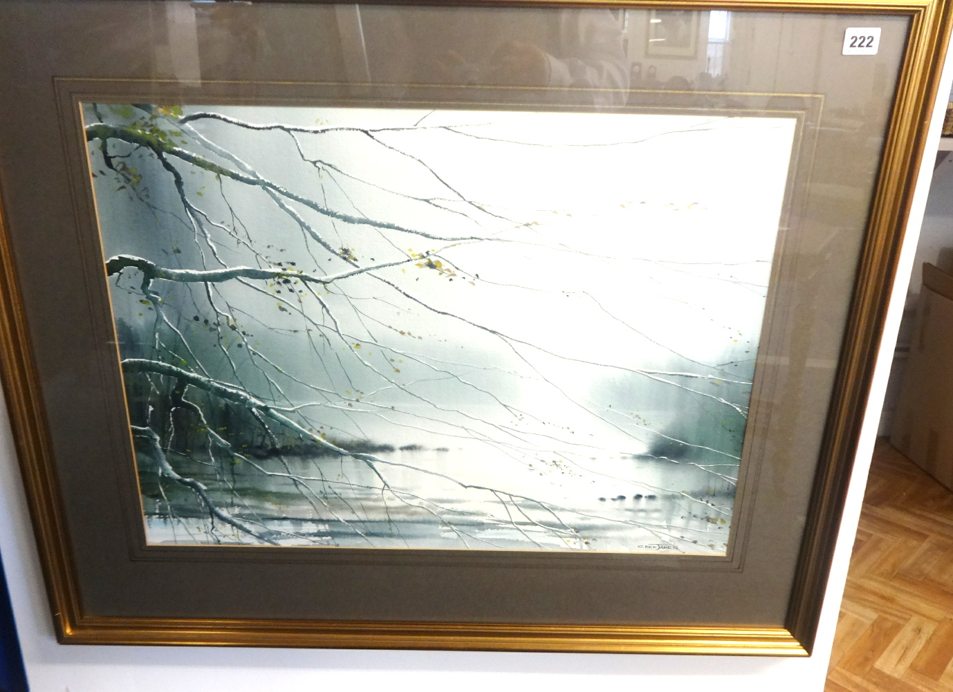 C.Rex James watercolour 'Branches across The Burrator Lake, Dartmoor', 49cm x 68cm