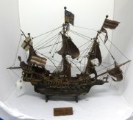 A ship model 'The Golden Hind'.