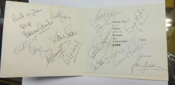 A BOAC menu signed by 1970 English World Cup team.