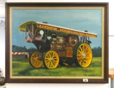 Carol Dewar oil on canvas 'Traction Engine' (S.J. Wharton), signed 44cm x 59cm.