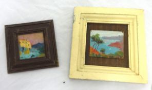 Two miniature 20th century Spanish paintings, 7.5cm x 9cm