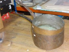 Two Large old copper saucepans