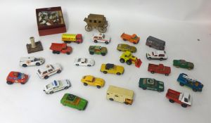 Three trays of miscellaneous Matchbox, Dinky and Corgi models