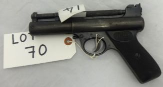 A Webley Mark I air pistol, calibre .177 , serial No 762 circa 1940/50s.