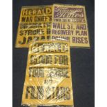 Seven 1930s newspaper board posters including Daily Herald.
