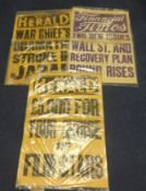 Seven 1930s newspaper board posters including Daily Herald.