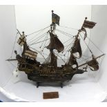 A ship model 'The Golden Hind'.