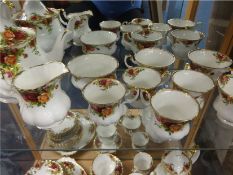 Royal Albert Old Country Roses tea and coffee service t/w a Victorian style floral and gilt