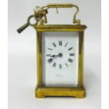 Brass cased carriage clock, dial inscribed 'Goulding & Co Plymouth' , height 14.5cm.