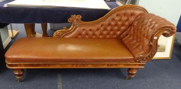 Victorian mahogany framed chaise longue.