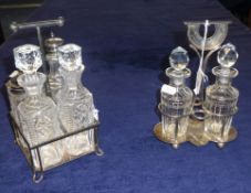 A silver plated twin vinegar bottle cruet the stand inscribed 'Malt Vinegar Brewed by Grimble' and a