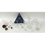 Quantity of Swarovski crystal, approximately 27 pieces, only one boxed t/g other glass ornaments.