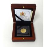 A limited edition, 2012 proof Diamond Jubilee £1 gold coin, 279/950, cased.