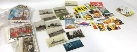 Mixed collection of postcards including humorous and photographic shipping.