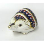 Royal Crown Derby paperweight Hedgehog with porcelain stamp.