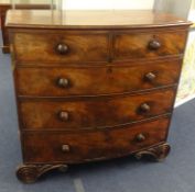 Early Victorian mahogany chest fitted with five drawers, width 110cm.
