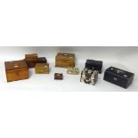 Collection of various jewellery and other boxes including olive wood, lacquered etc.