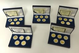 Ten boxed sets of State quarters each 5.67g, gold plated Statehood Quarter Dollar set in sets of