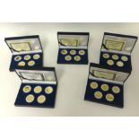 Ten boxed sets of State quarters each 5.67g, gold plated Statehood Quarter Dollar set in sets of