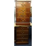 An early 20th century mahogany partners desk, fitted on one side with an arrangement of nine drawers