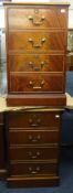 An early 20th century mahogany partners desk, fitted on one side with an arrangement of nine drawers