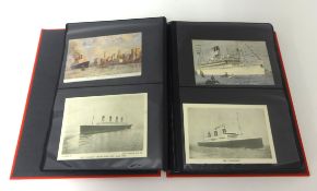 An album containing approx 70 postcards mainly of ships.