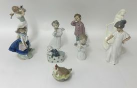 A Royal Worcester figure 'Moments' t/w three Lladro figures and three Nao figures (9).