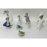 A Royal Worcester figure 'Moments' t/w three Lladro figures and three Nao figures (9).