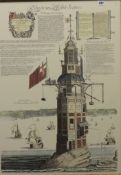 A print Eddystone Lighthouse, 82cm x 57cm.