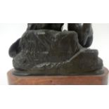 BLANCHARD a bronze group two cherubs upon a rock on marble base height 29cm.