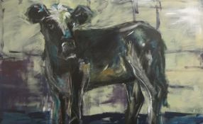 DOBBINSON oil on canvas study of a Cow, 76cm x 122cm.