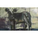 DOBBINSON oil on canvas study of a Cow, 76cm x 122cm.