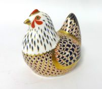 Royal Crown Derby paperweight Chicken with gold stamp.