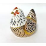 Royal Crown Derby paperweight Chicken with gold stamp.