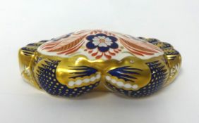 Royal Crown Derby paperweight Crab with gold stamp.