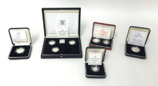 Eight silver proof coins including Piedfort two pounds, one pound and five pence 1989-1990 (six