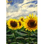 TIMMY MALLETT (presenter, broadcaster and artist,) oil on canvas 'Blooming Sunflowers', Purchased at